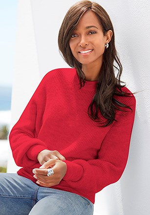 Balloon Sleeve Sweater product image (X36393.RD.1)