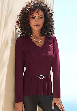 Ribbed Peplum Sweater product image (X36396.WI.1G)