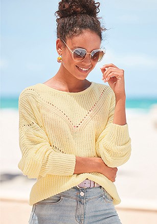 Open Knit Detail Sweater product image (X36397.YL.1)