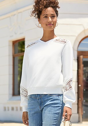 Lace Insert Pullover product image (X36407.WH.1)