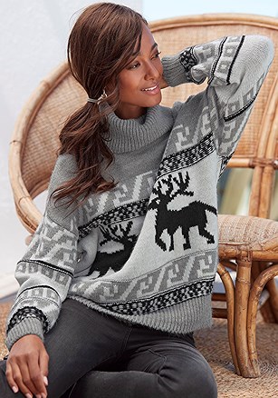 Oversized Turtleneck Sweater product image (X36423.GYBK.1)