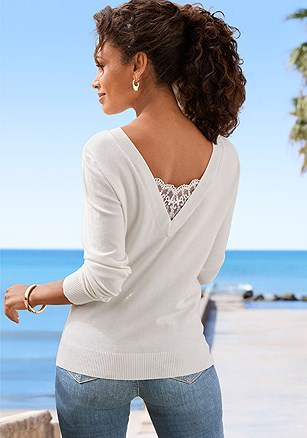 Lace Back Detail Sweater product image (X36435.WH.2.L093025)