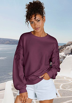 Crochet Detail Sweatshirt product image (X36437.PU.1)