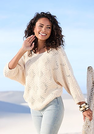 Oversized Open Work Sweater product image (X36463.BE.1.1)