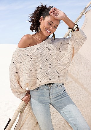 Oversized Open Work Sweater product image (X36463.BE.1.K021126)