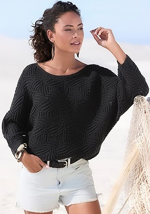 Oversized Openwork Sweater product image (X36463.BK.1)