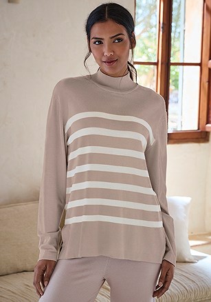 Striped Mock Neck Sweater product image (X36470.SAIV.1)
