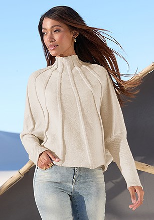 Mock Neck Ribbed Sweater product image (X36472.BE.1.1)
