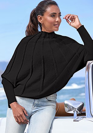 Mock Neck Ribbed Sweater product image (X36472.BK.1.1)
