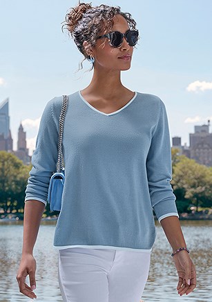 Contrast Trim Sweater product image (X36474.BLLB.1)