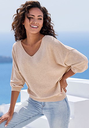 Drop Shoulder V-Neck Sweater product image (X36484.SA.1)