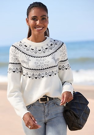 Fair Isle Sweater product image (X36492.WHGY.1)