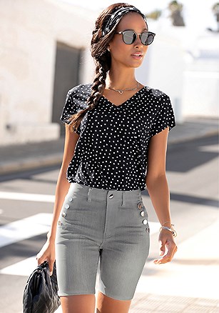 Button Detail Bermuda Shorts product image (X37052.GYMO.1.G061125)
