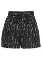 Black Printed Printed Tie Waist Shorts X37055 - alt image - 3