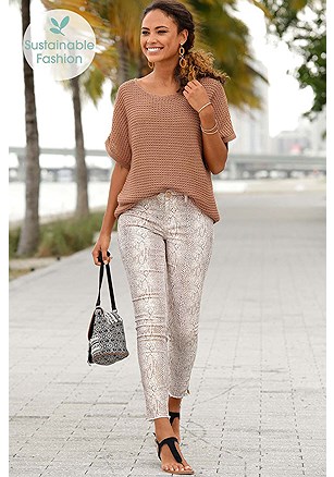 Short Sleeve Knit Sweater, Distressed Look Jeggings product image (X38050MUPR)