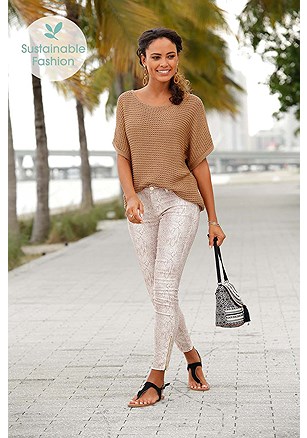 Distressed Look Jeggings, Short Sleeve Knit Sweater product image (X38050MUPR_X36019BE_1.1)