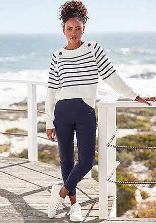High Waisted Cropped Pants product image (X38270.NV.X36383.WHNV.1)