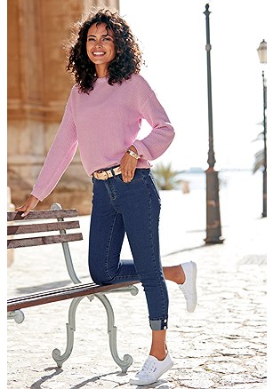 Button Cuffed Skinny Jeans product image (X38407.DRWS.1)