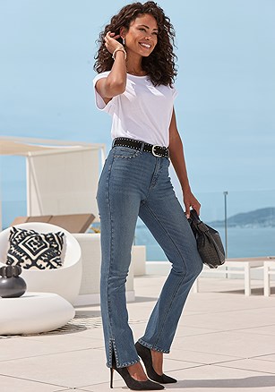 Embellished Split Hem Jeans product image (X38409.MW.1.PIA032425)