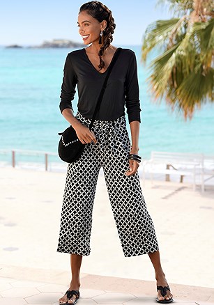 Printed Tie Belt Culottes product image (X38478.BKIV.1.summery)