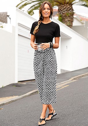 Printed Tie Belt Culottes product image (X38478.BKIV.I8724)