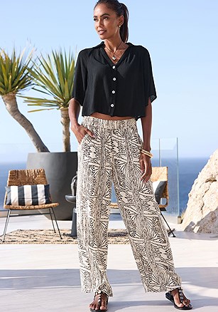 Printed Wide Leg Pants product image (X38493.SABK.1)