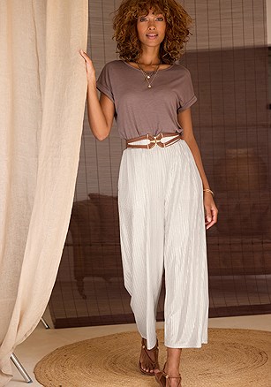 Metallic Wide Leg Pants product image (X38513.BEGD.1.L091625)