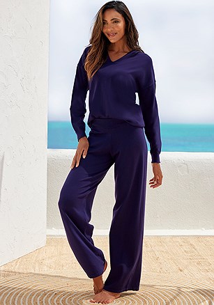 Wide Leg Lounge Pants product image (X38524.NV.1)