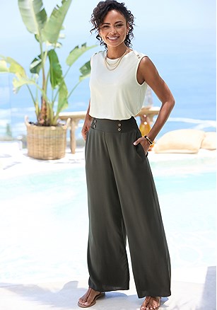 Wide Leg Button Detail Pants product image (X38532.OL.1)