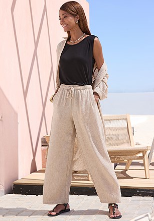 Textured Pull On Pants product image (X38554.BEHE.1)