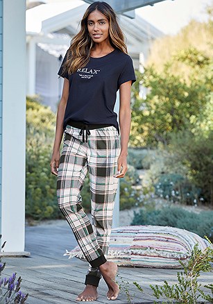 Pajama Jogger Pants product image (X39063.BKWH.1)