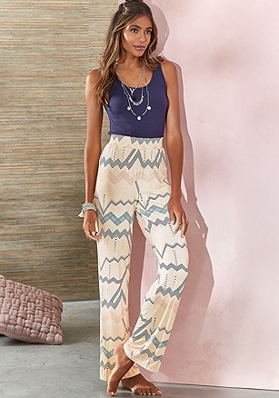 Chevron Print Pajama Pants, Classic Ribbed Tank Top product image (X39065.MU.1.G111924)