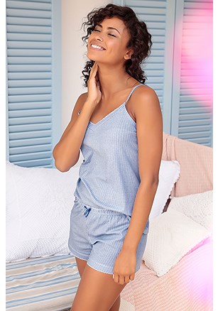 Patterned Short Style Pajama Set product image (X40043BLWH)