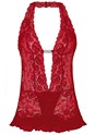Red Plunge Halter Lace Teddy X47001