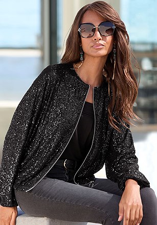 Sequin Bomber Jacket product image (X48388.BK.1)