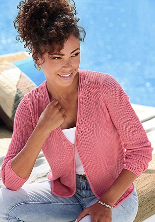 Open Front Knit Cardigan product image (X48390.BY.1)