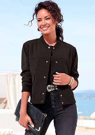 Snap Front Bomber Jacket product image (X48396.BK.1)