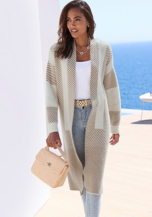 Color Block Stripe Cardigan product image (X48399.IVBE.1)