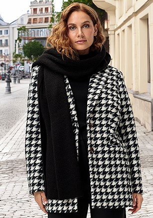 Houndstooth Single Breasted Coat product image (X48406.BKIV.1.1)