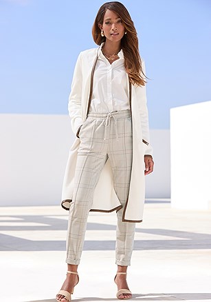 Contrast Trim Long Cardigan product image (X48428.BRIV.1)