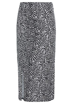 Ruched Slit Midi Skirt product image (X50062.BKWH.3)