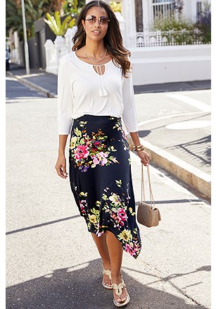 Floral Print Midi Skirt product image (X50309.NVPR.1)