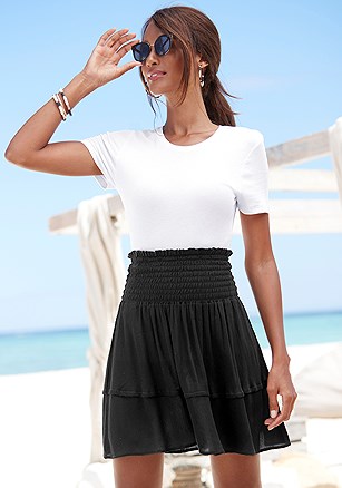 Flowy Smocked Skirt product image (X50311.BK.1G)