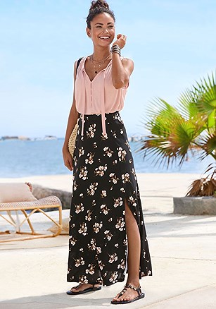 Side Slit Maxi Skirt product image (X50331.BKCO.1)
