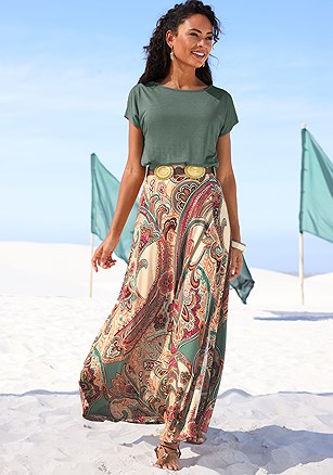 Side Slit Maxi Skirt product image (X50331.ORRD.1)
