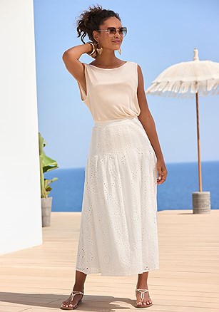 Eyelet Maxi Skirt product image (X50352.WH.1.1)