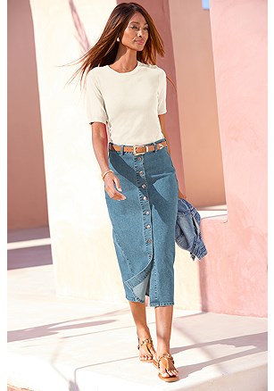 Denim Midi Skirt product image (X50353.BLWS.1)