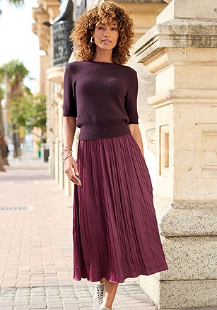 Satin Pleated Skirt product image (X50356.WI.1)