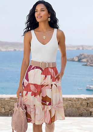 Printed Tiered Skirt product image (X50383.PKMV.1)