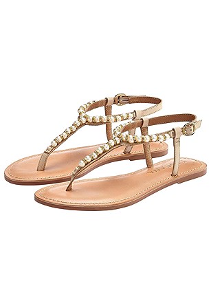 Pearl Bead Accent Sandals product image (X60021-NU-00)
